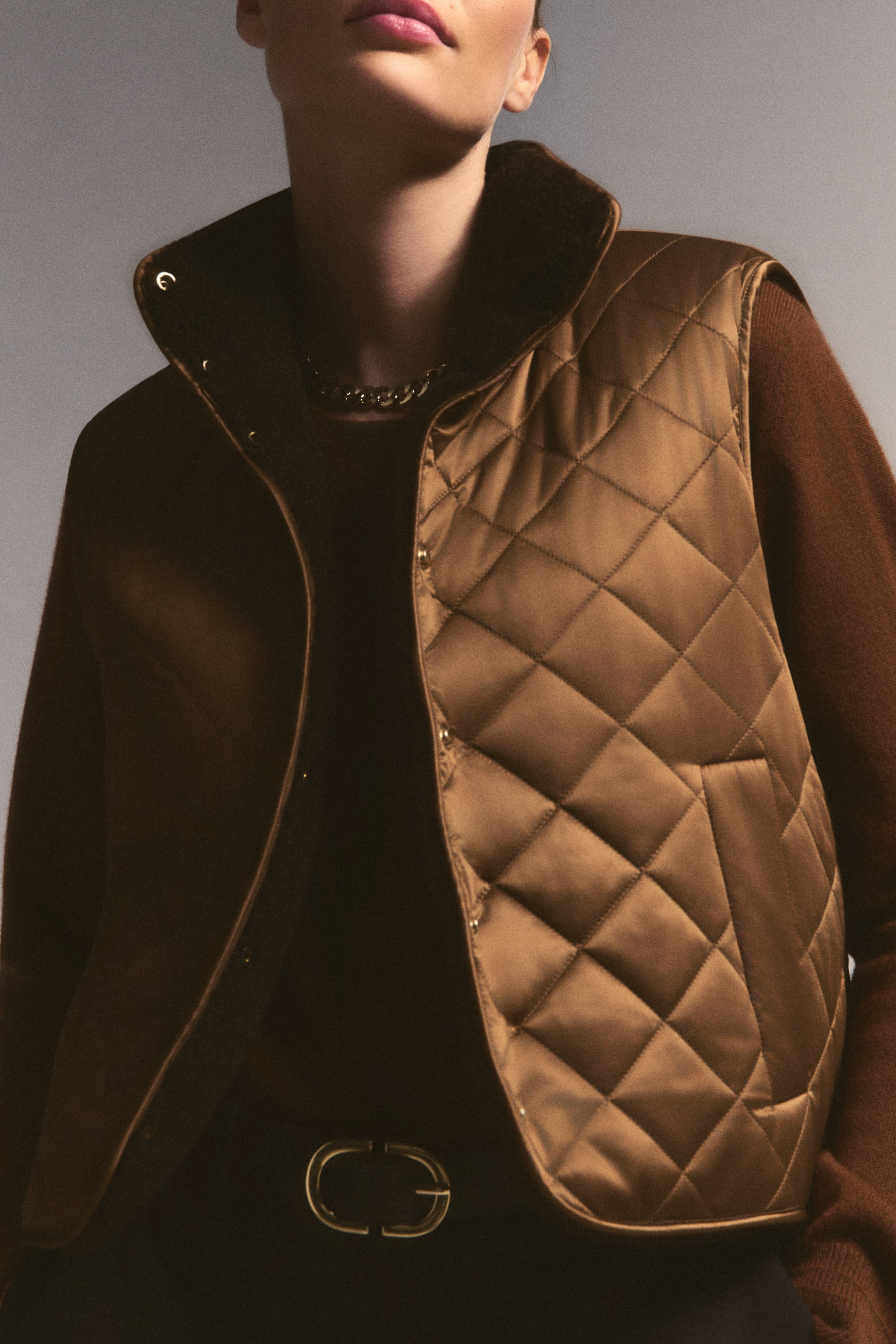 Gamber puffer jacket dark brown woman