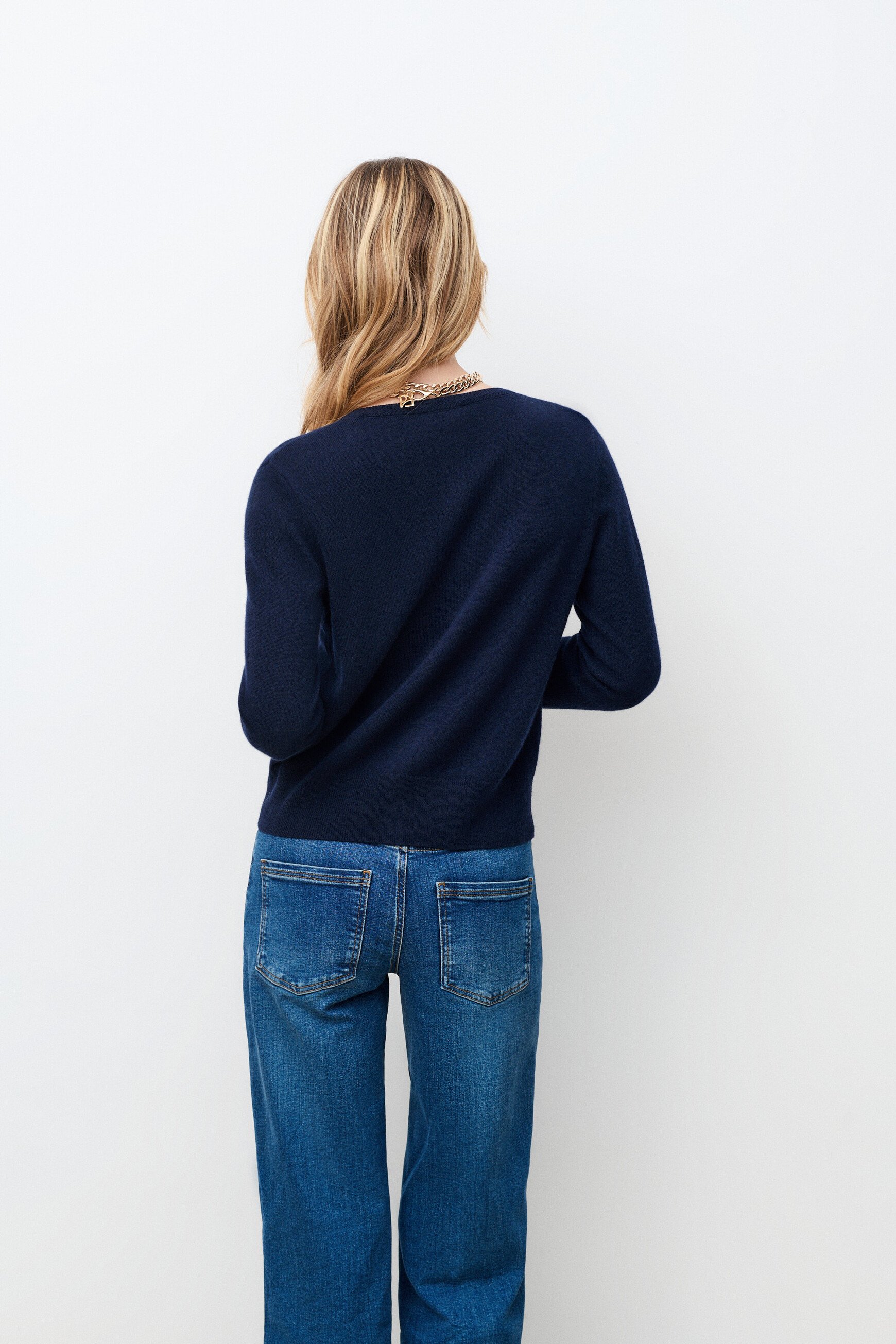 mcaroline 100% cashmere cardigan navy blue woman
