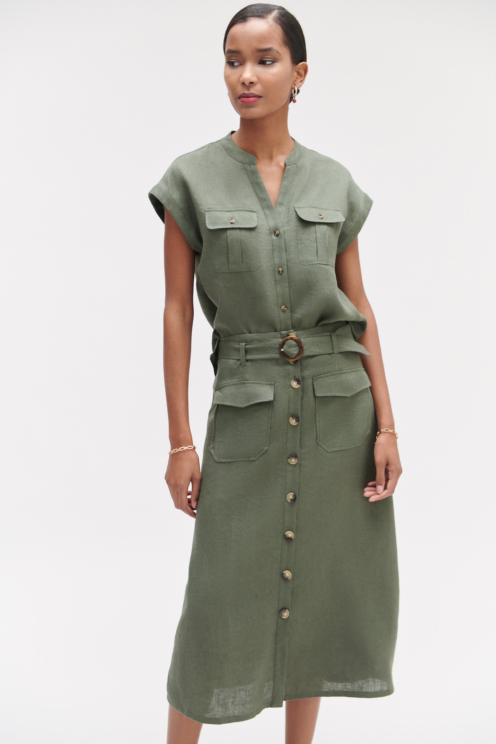 jupe agnes 100 lin vert kaki femme jupe agnes 100% lin vert kaki femme