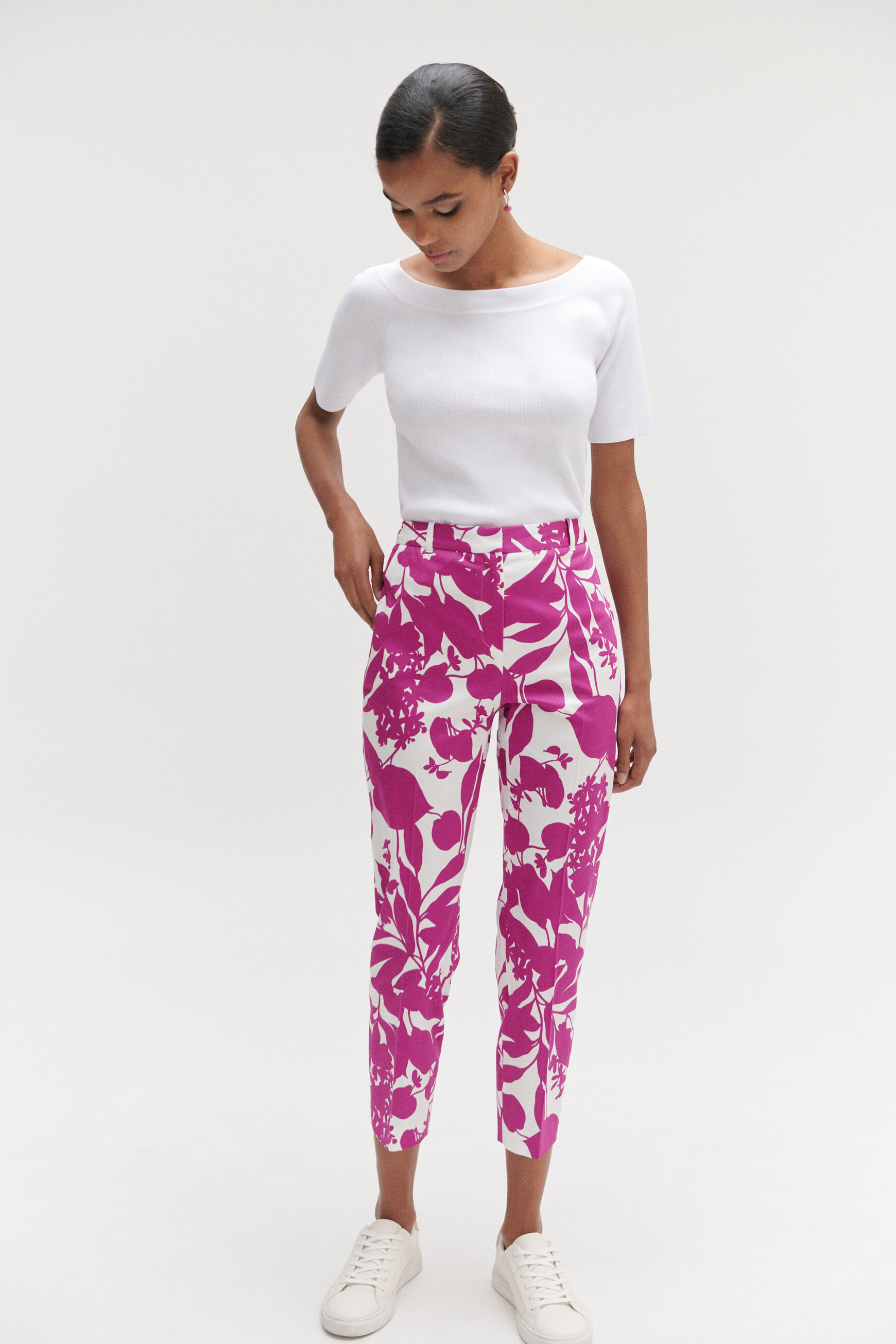 pantalon gab fleuri violet femme Pantalon gab fleuri violet femme