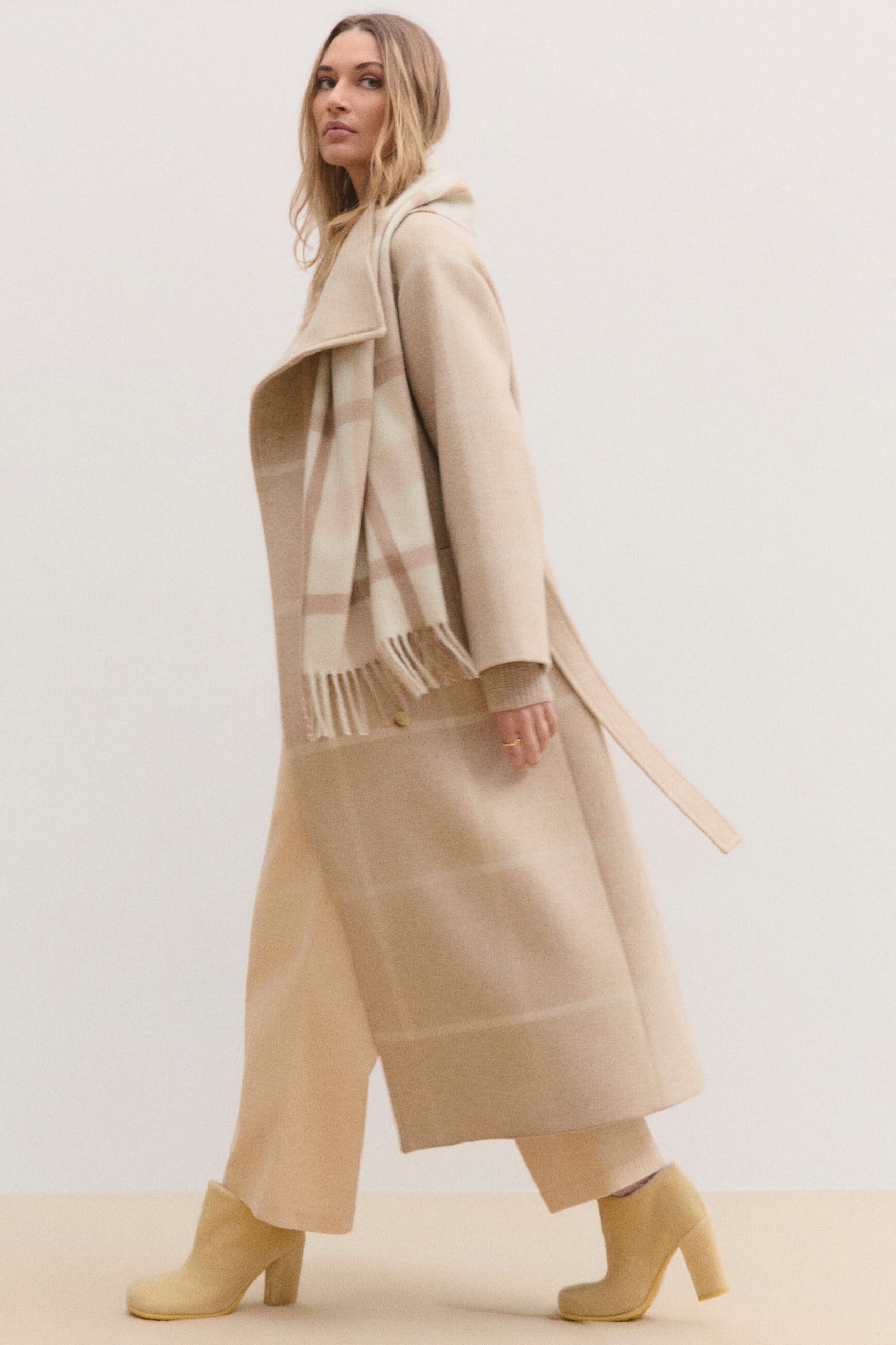Gromeo Check coat sand woman