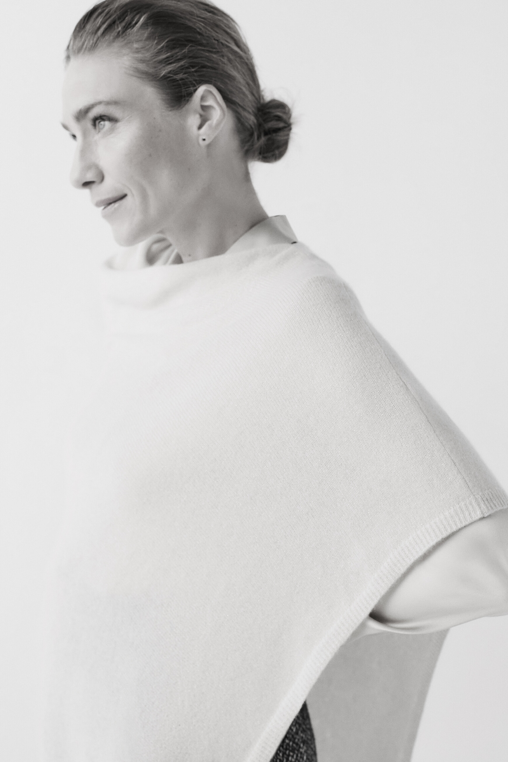 poncho baltia ivoire femme