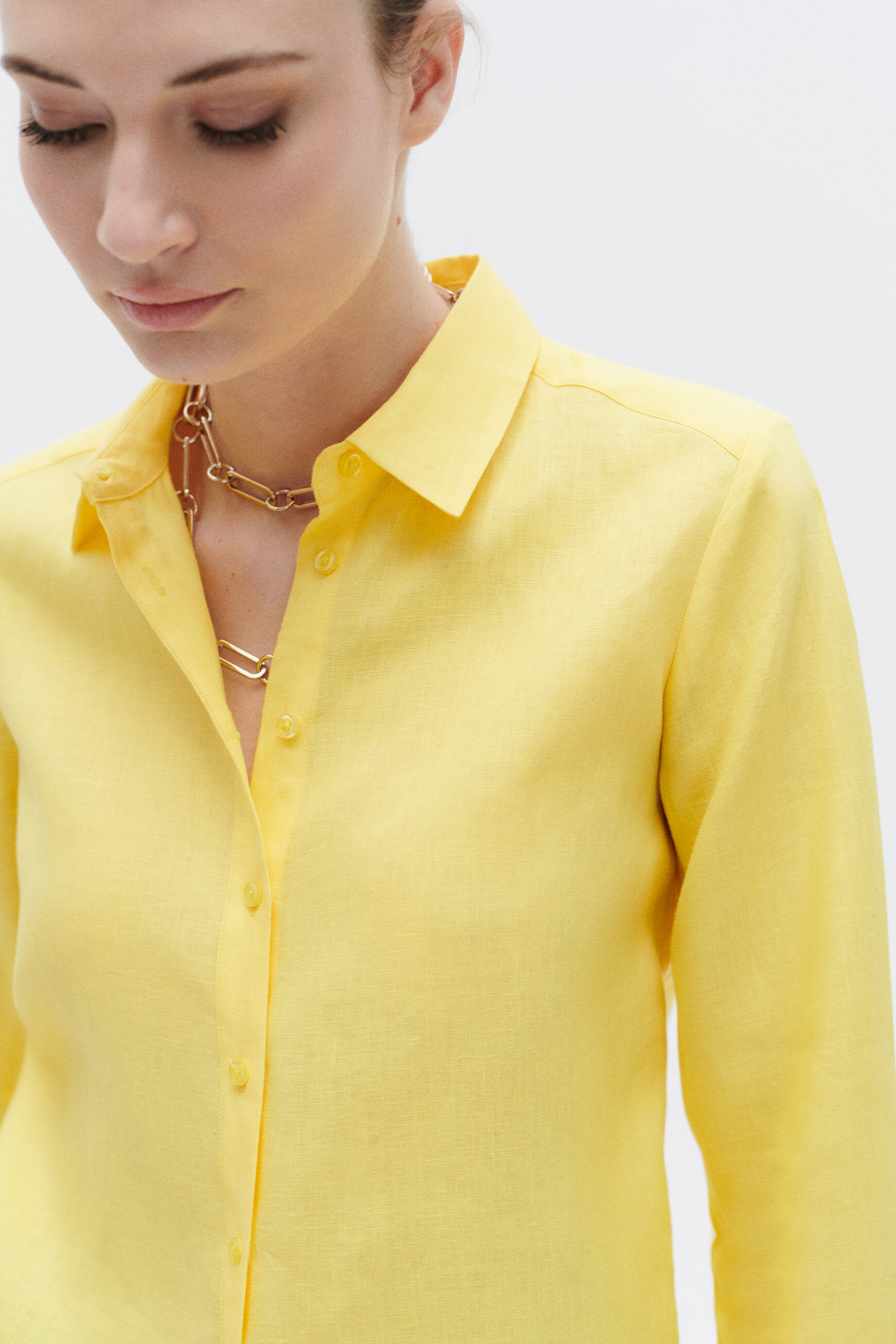 Camisa Brenda 100 % lino amarillo mujer