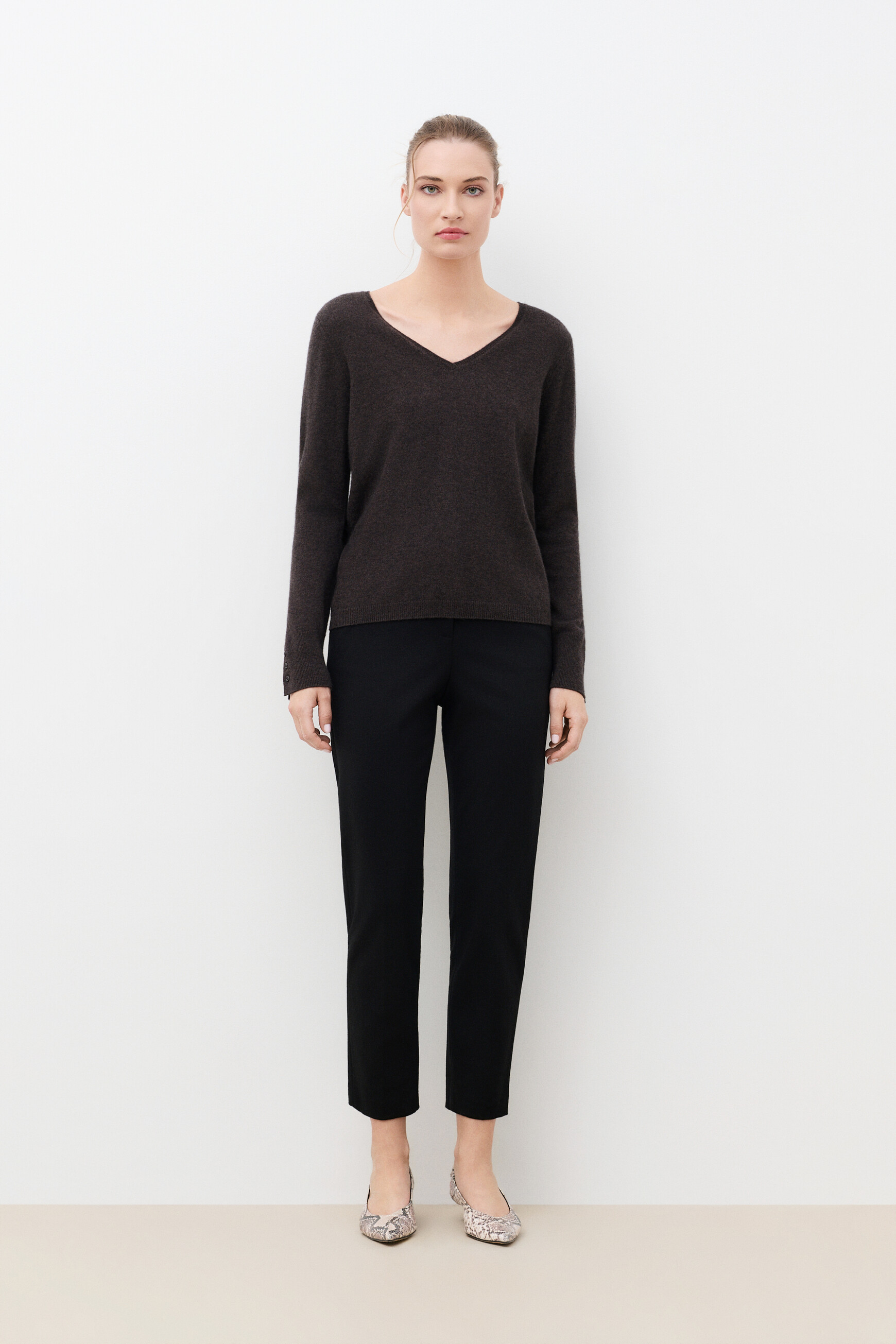 Mvickie sweater 100% cashmere dark brown woman