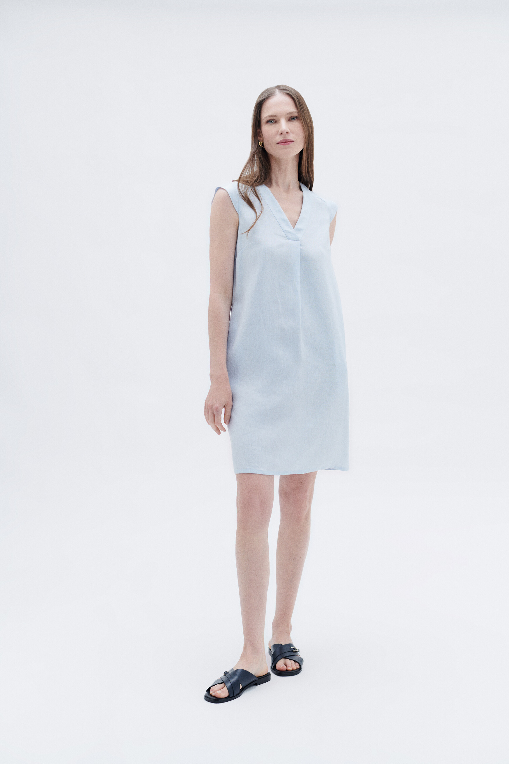 robe pamela 100 lin bleu ciel femme
