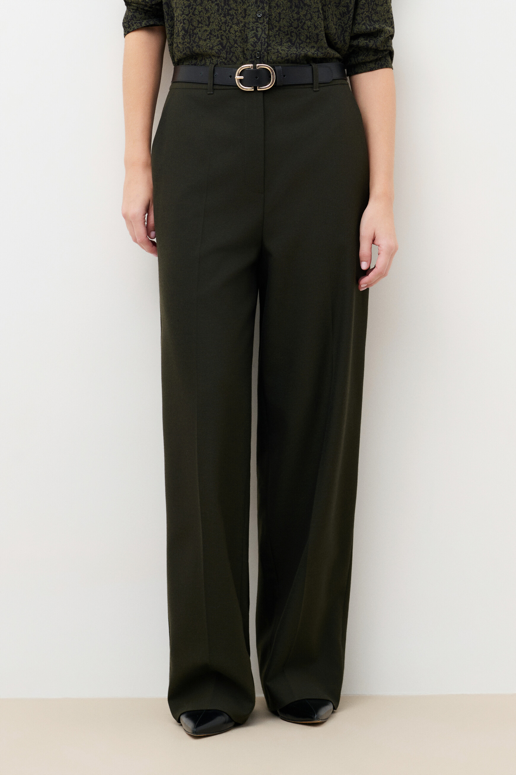 Trousers Parisien khaki green woman