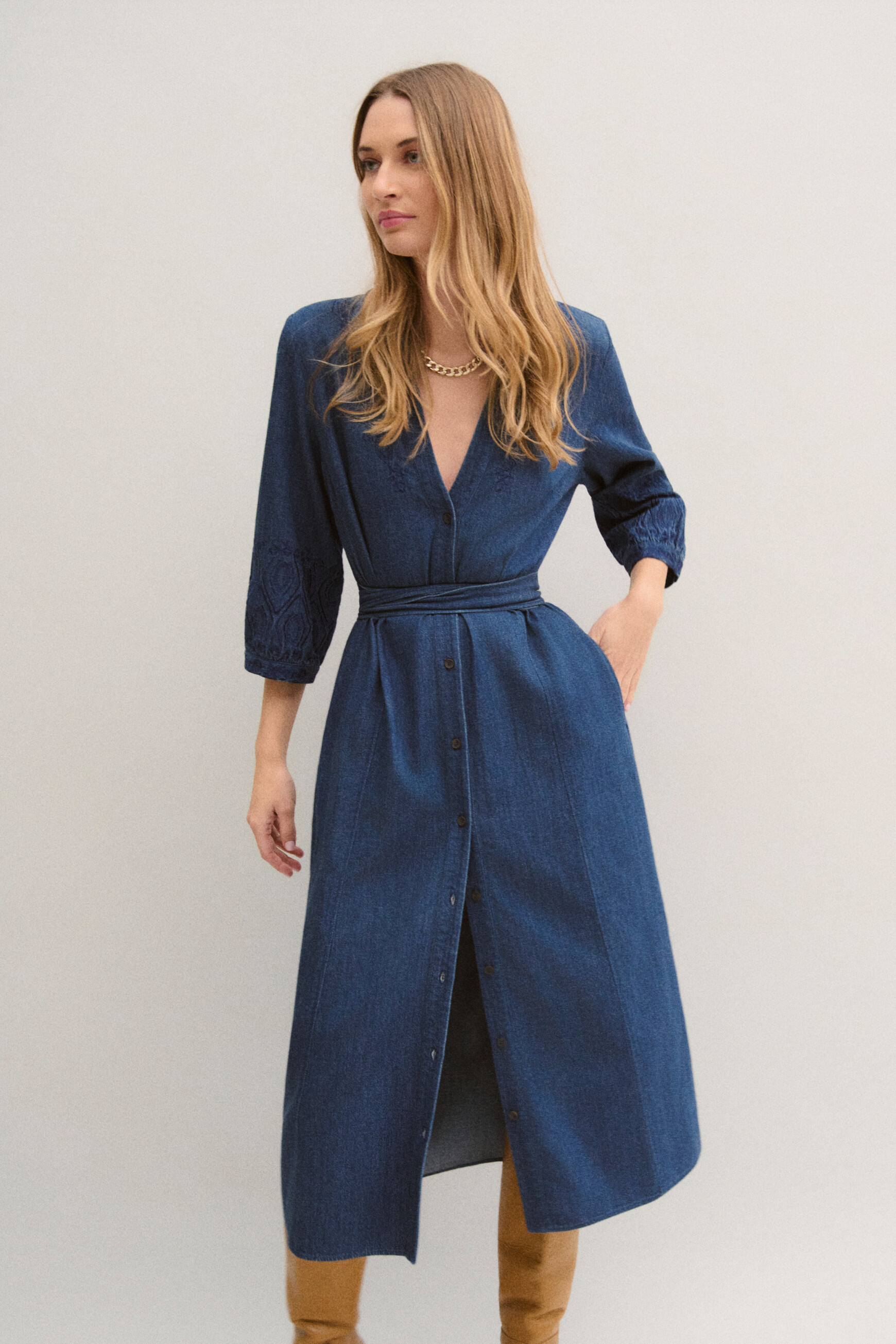 Rolane dress stone denim woman
