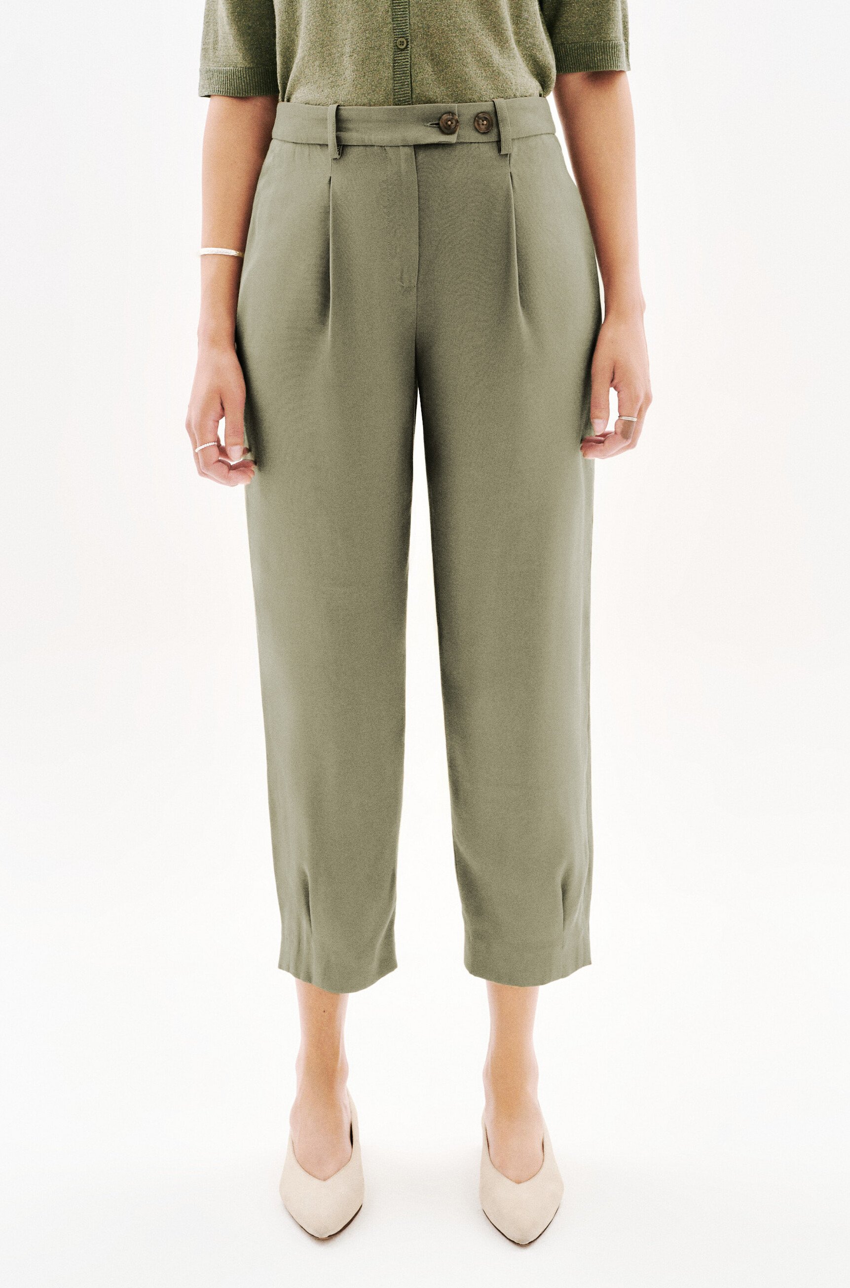 pantalon pvicky vert kaki femme Pantalon Pvicky vert kaki femme