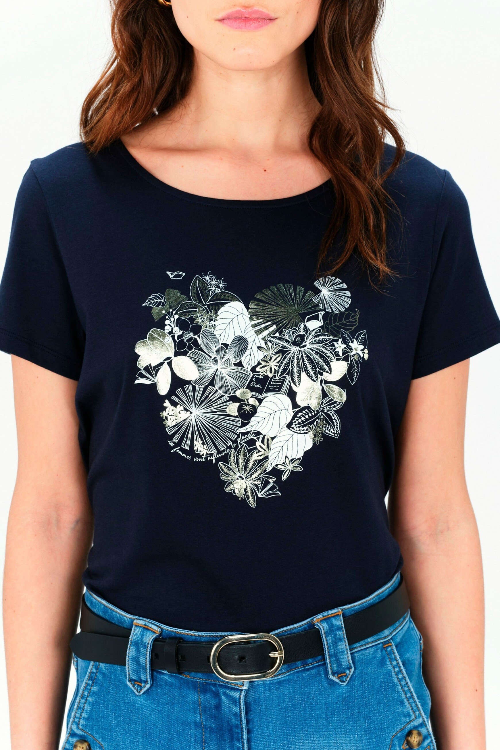 t shirt toutes a lecole taxime heart bleu marine femme T-shirt toutes à l'école taxime heart bleu marine femme