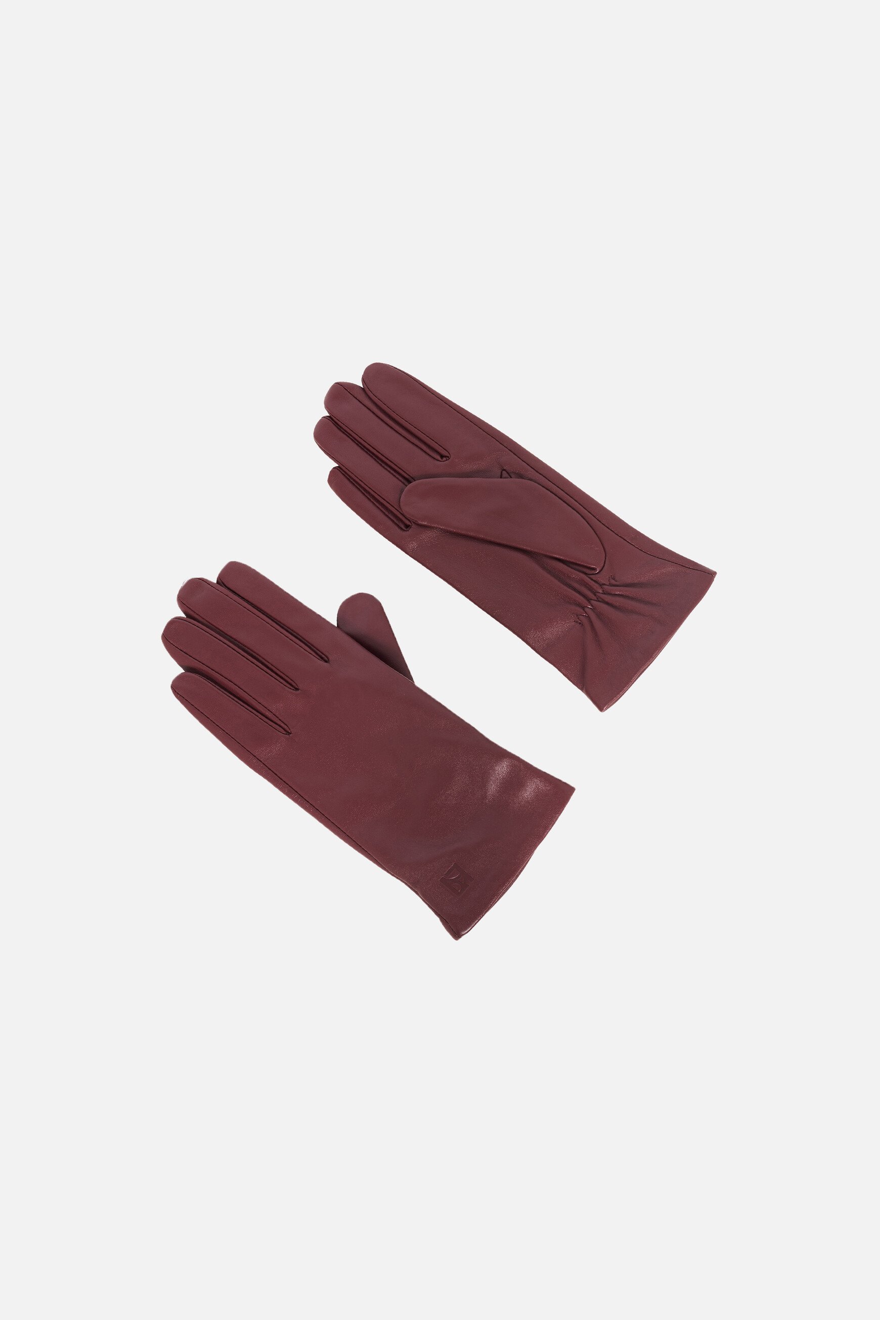 Luvas Nora em couro natural bordeaux mulher