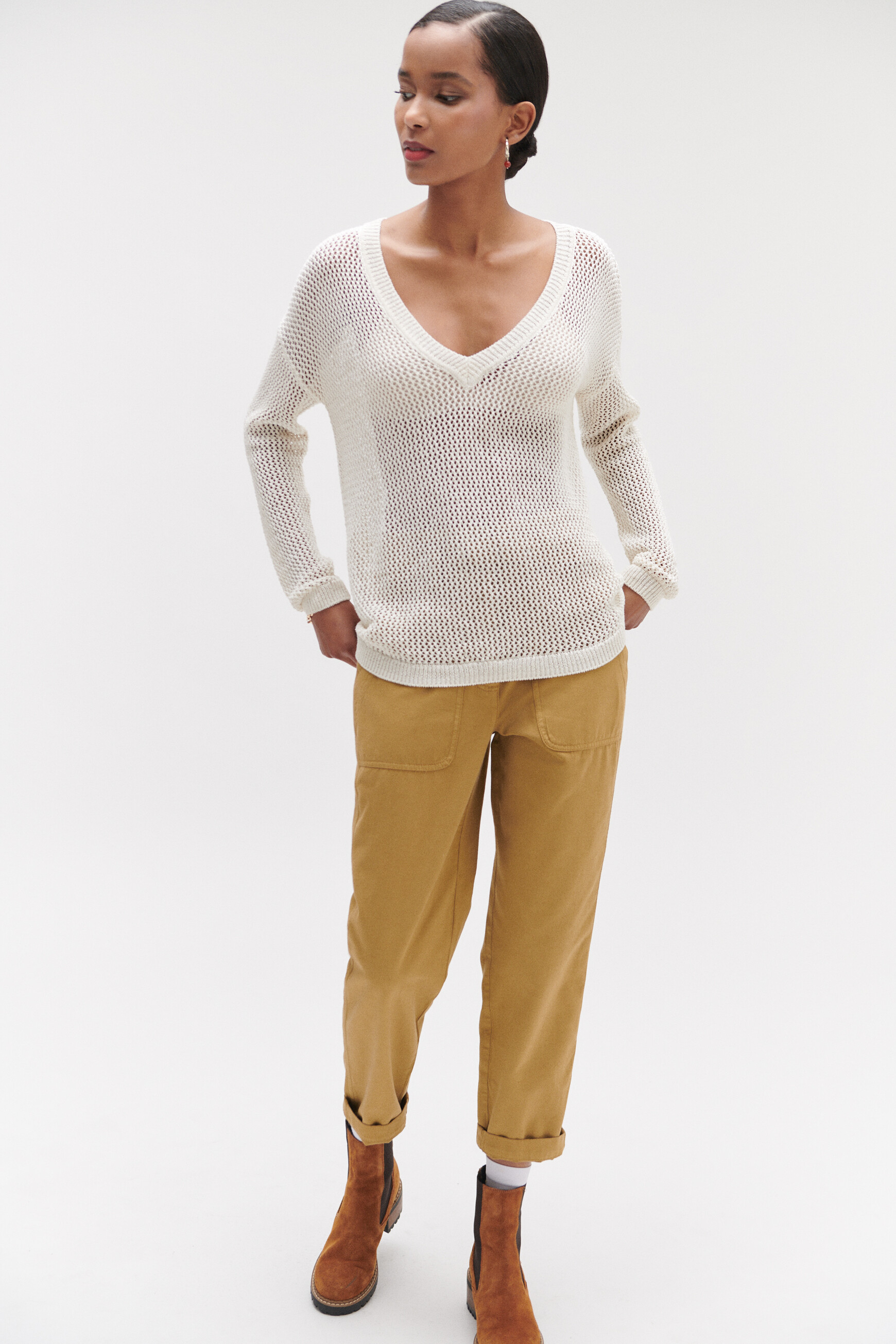 pull nino facon crochet ecru femme Pull nino façon crochet ecru femme